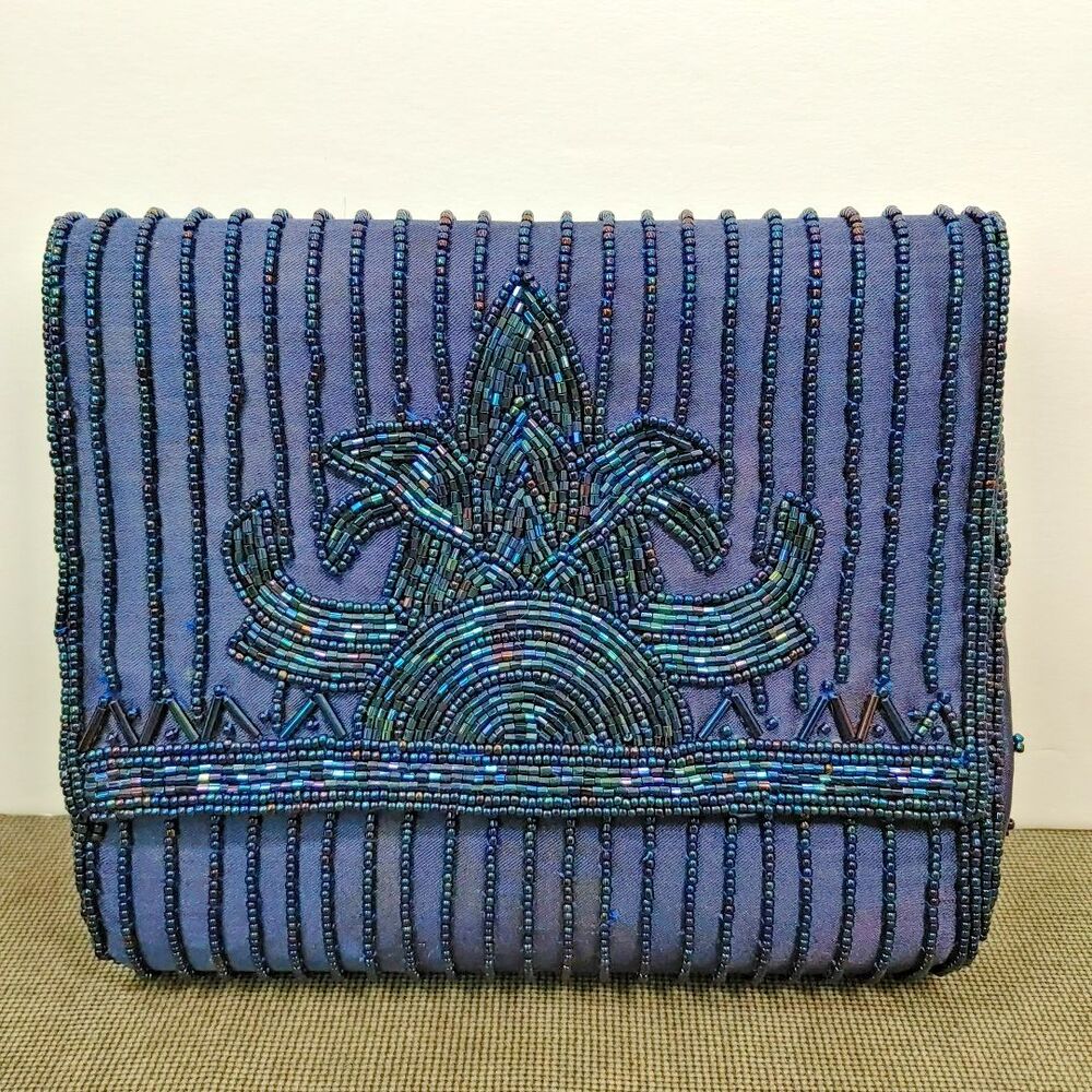 Vintage Beaded La Regale Evening Purse, Formal, Party Cocktail Wedding BLUE